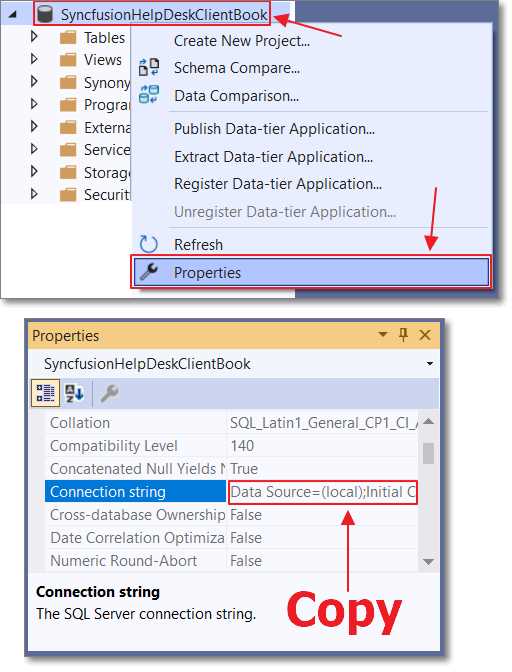 Copy Connection String