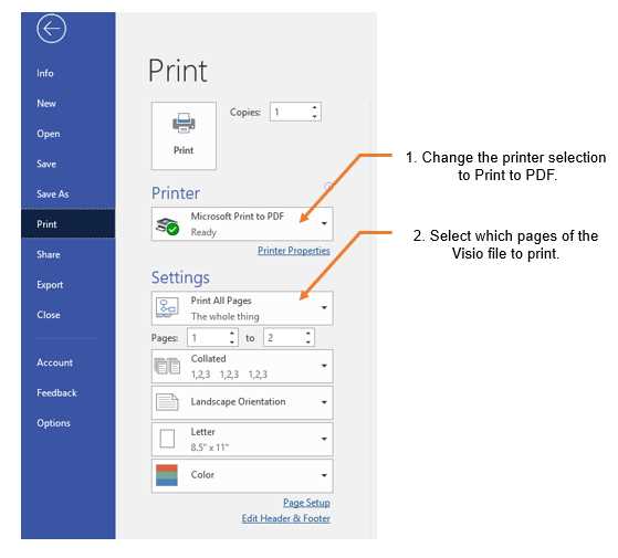 Printing a Visio File as a PDF