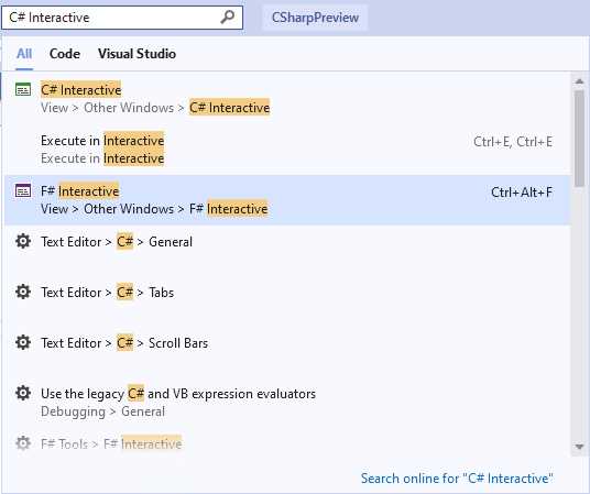 Search Visual Studio