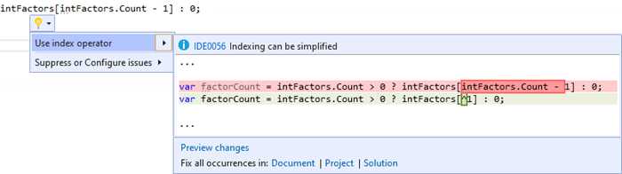 Use index operator suggestion