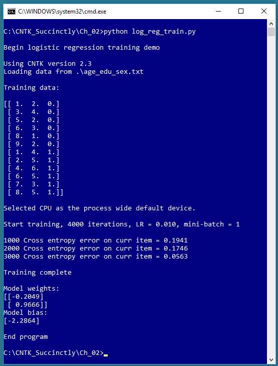 Logistic Regression Using CNTK
