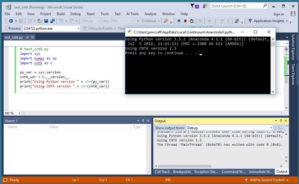 Running a Python Program from the Visual Studio IDE