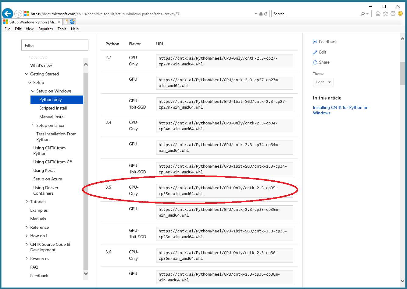 Supported Versions of Python