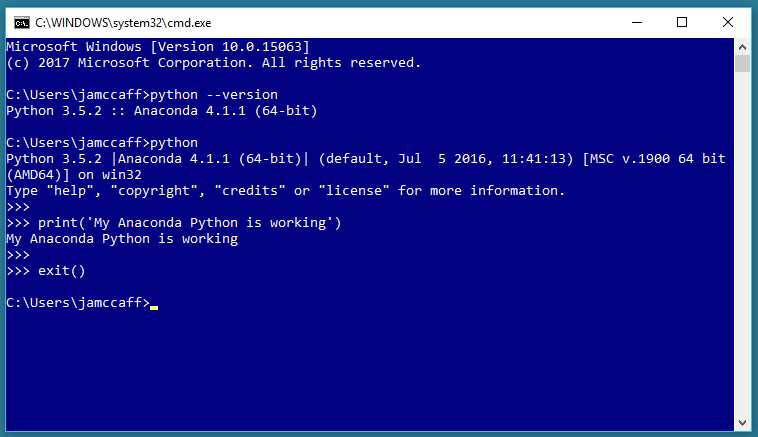 Verifying the Anaconda Python Installation