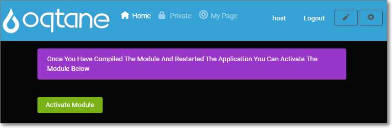 Activate Module Screen