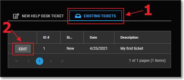 Existing Tickets