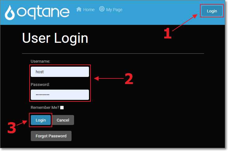 Log into Oqtane