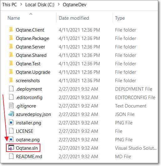 Open Oqtane.sln