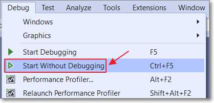 Start Without Debugging