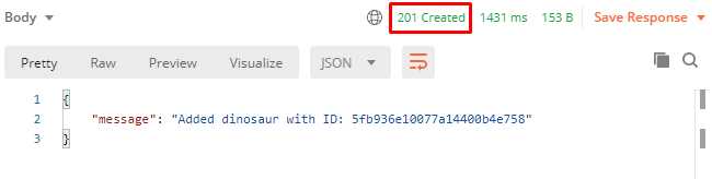 Successfully adding a dinosaur