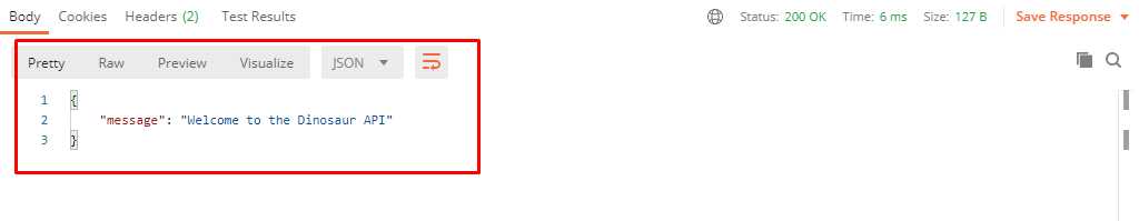 The response body in Postman