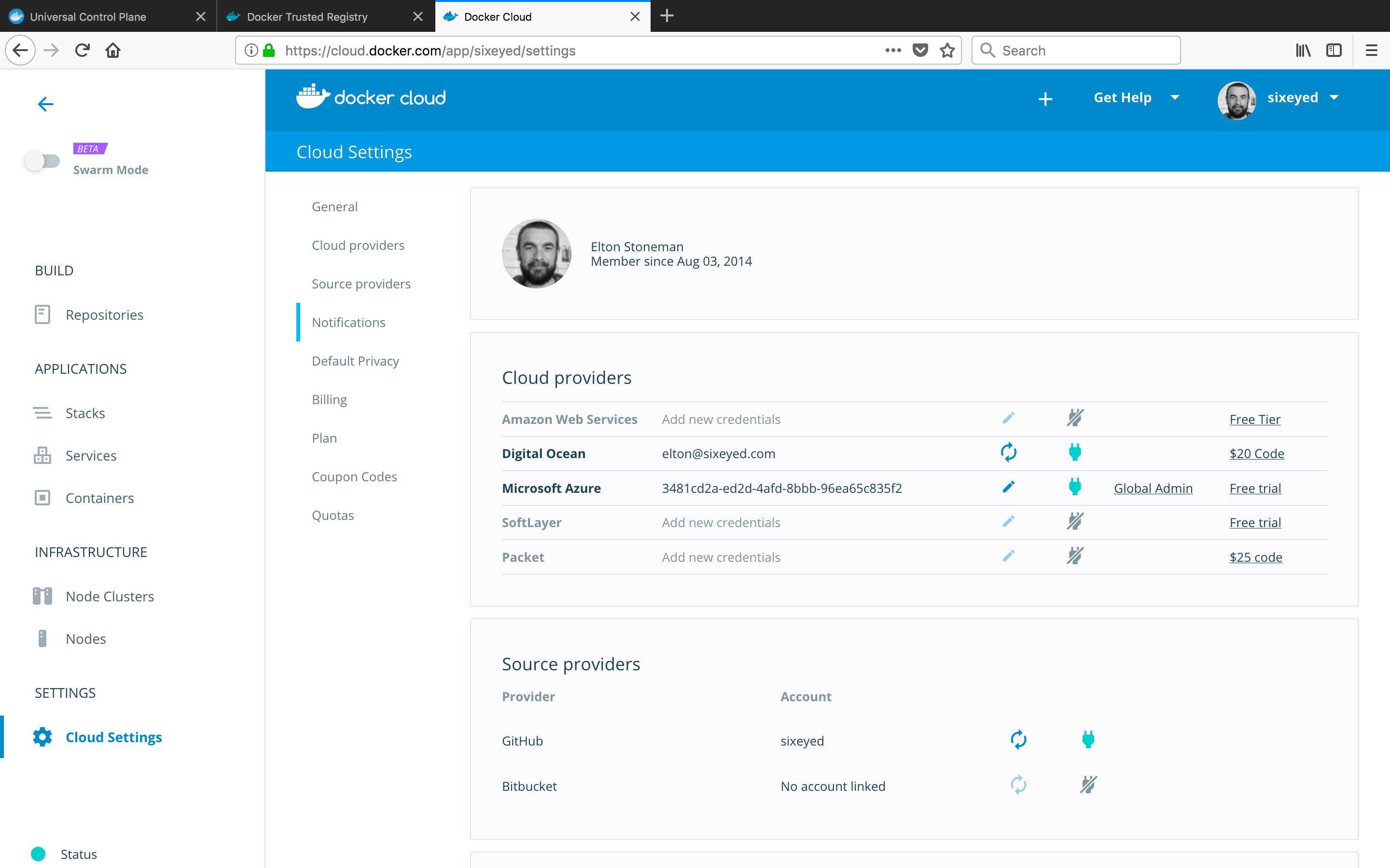 Cloud Providers in Docker Cloud