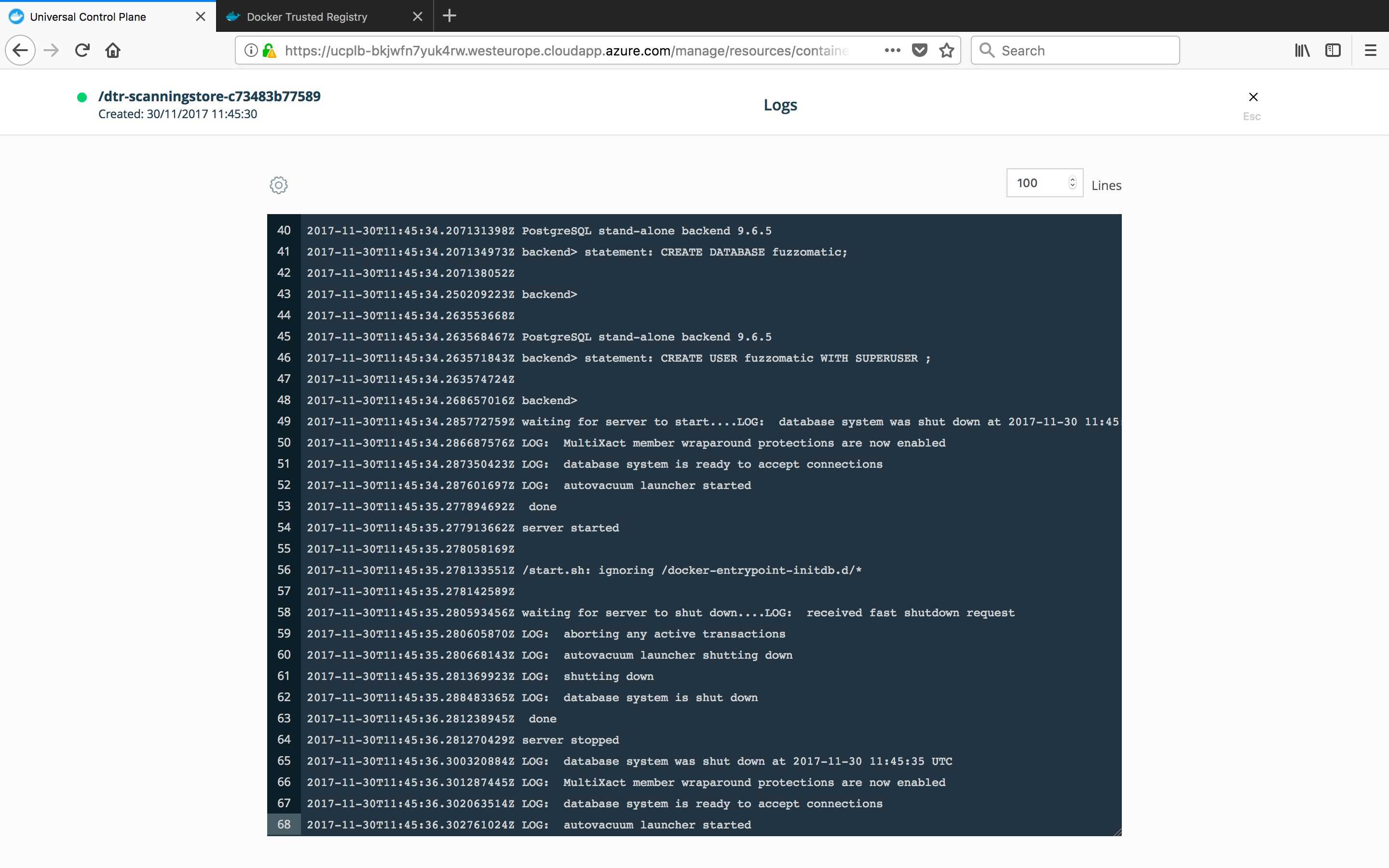 Viewing Container Logs from UCP