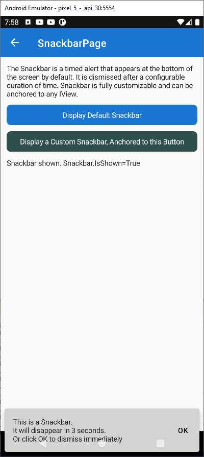 Displaying a Default Snackbar