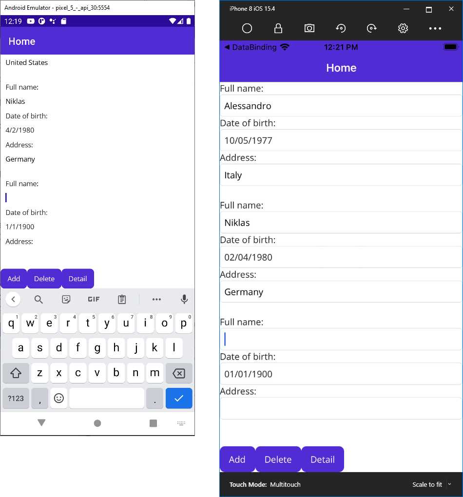 Showing a list of people and adding a new person with MVVM