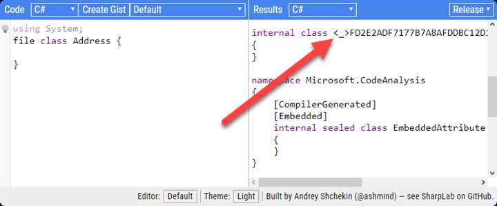 Compiled Code for File-Scoped Address Class
