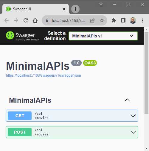 Swagger now Shows /api/movies