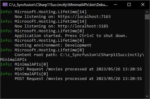 The Log Output for the POST