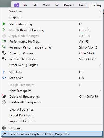 Finding the Debug Properties