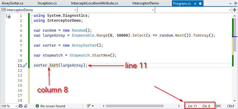 Finding the Line and Column Values