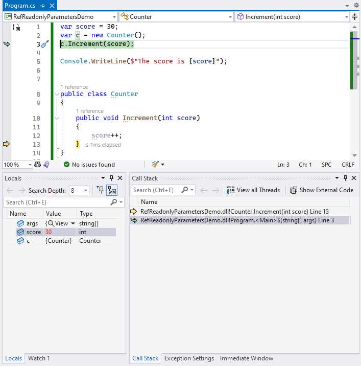Value of score Variable in Main
