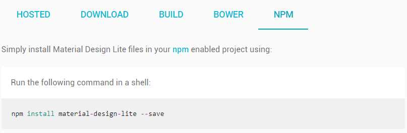 The Material Design Lite NPM Option