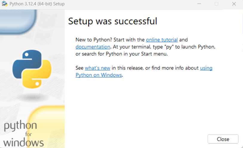 Python Installation Finalized