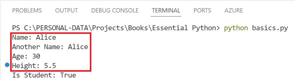 VS Code (Terminal Open with Printed Results)