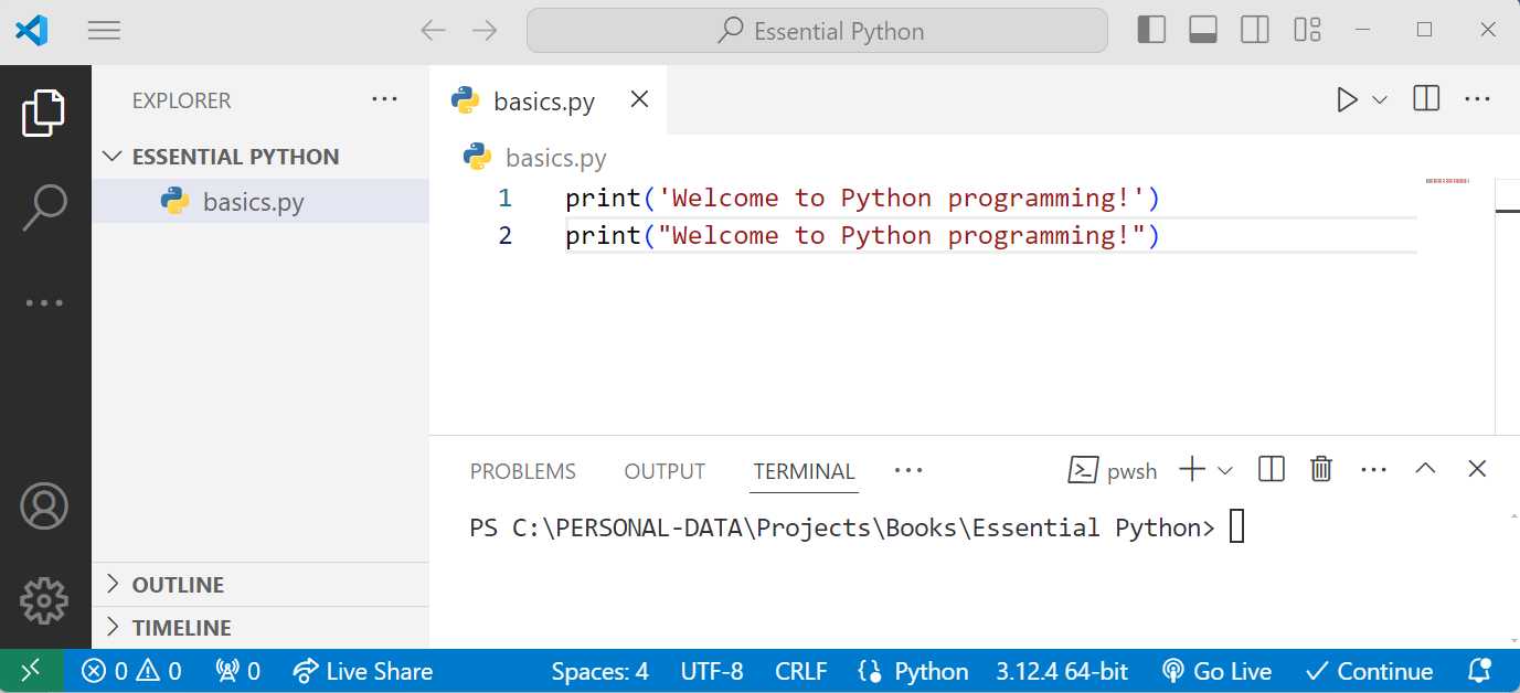 VS Code (TERMINAL Open)