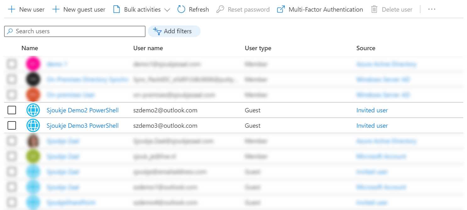 Accounts in Azure AD created with PowerShell