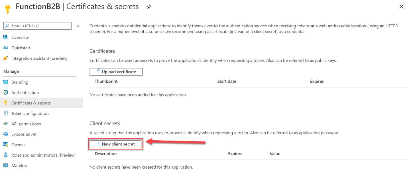 Add new client secret