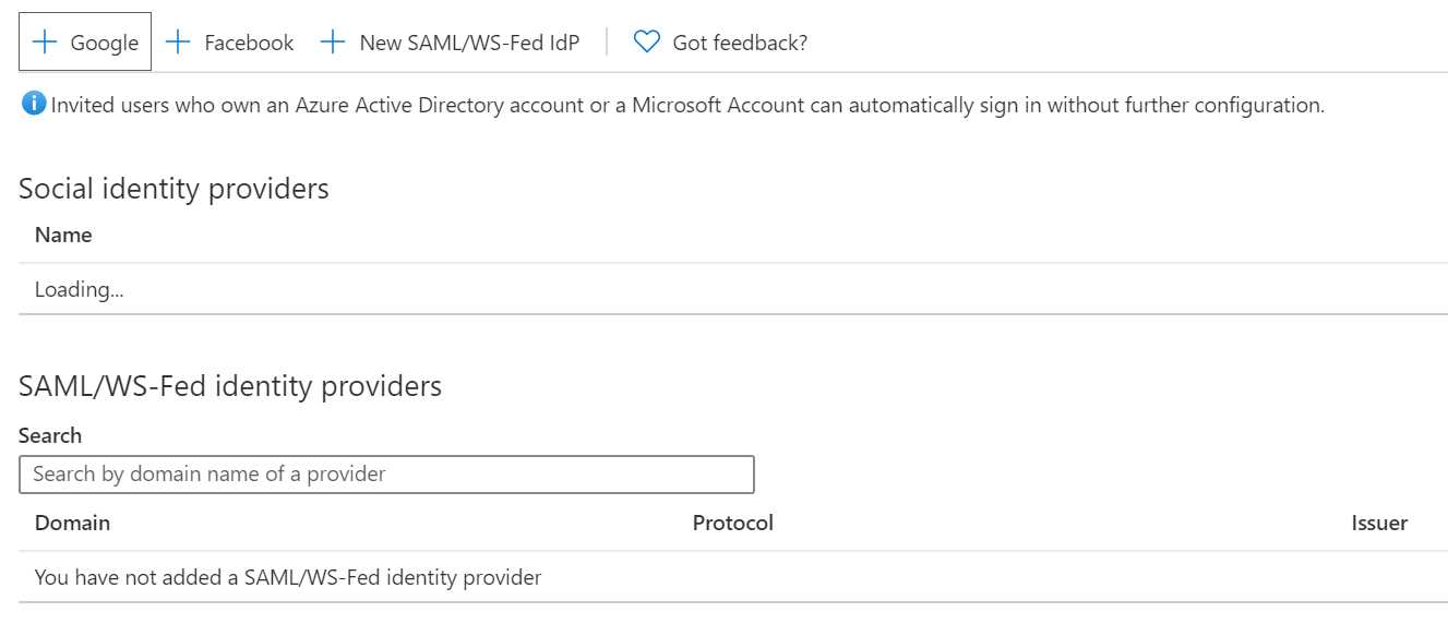 Adding identity providers in the Azure portal