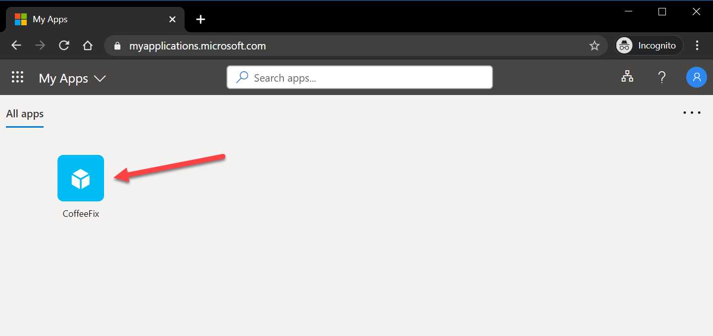 Application landing page