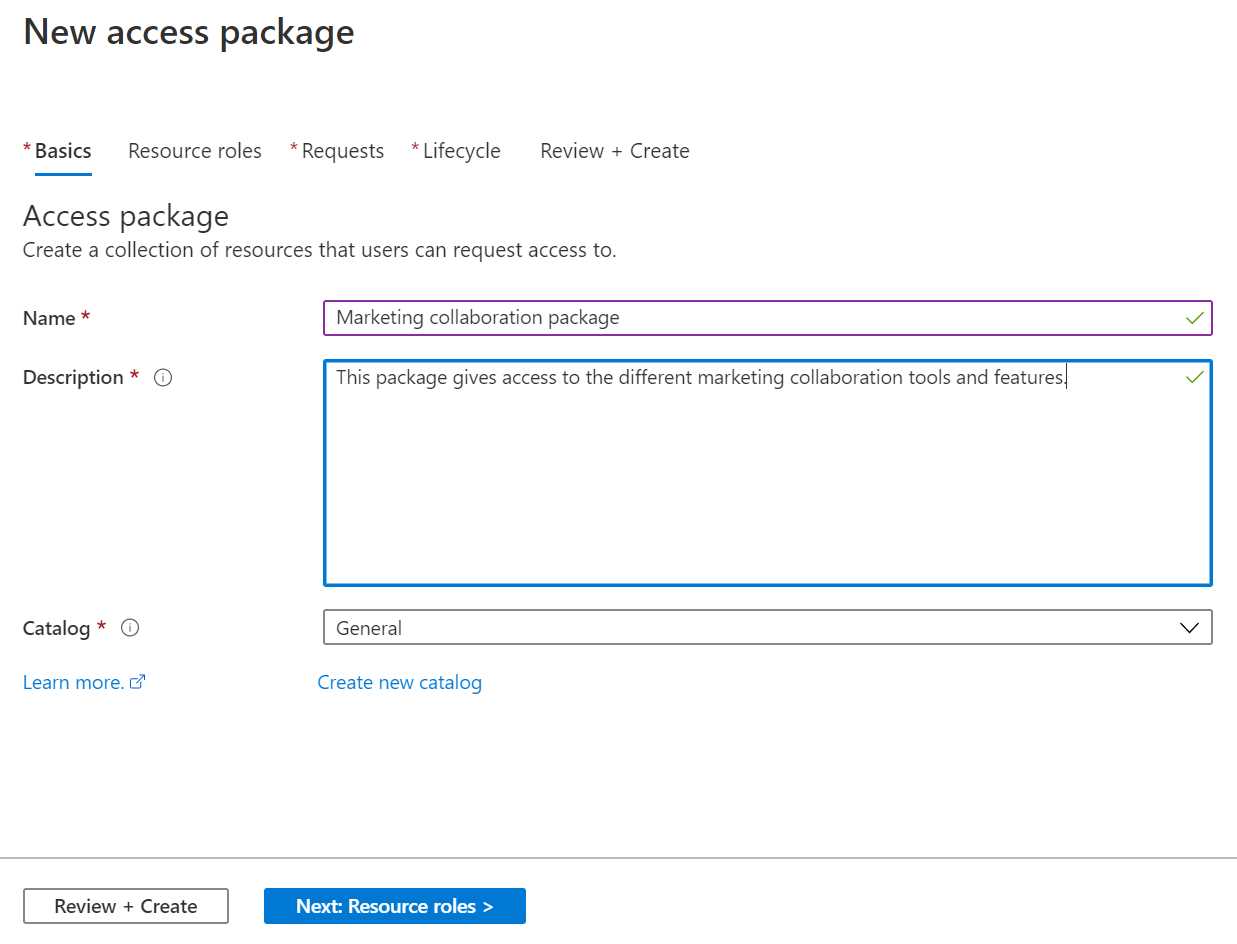Basic access package settings