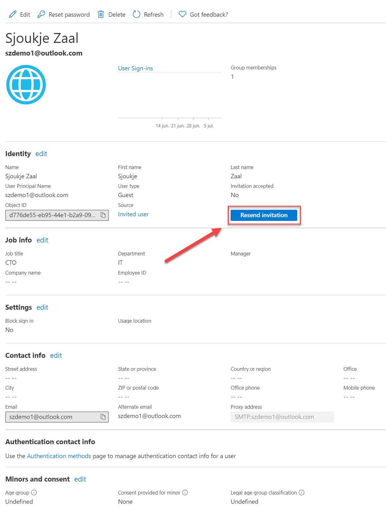 Profile settings for the guest user