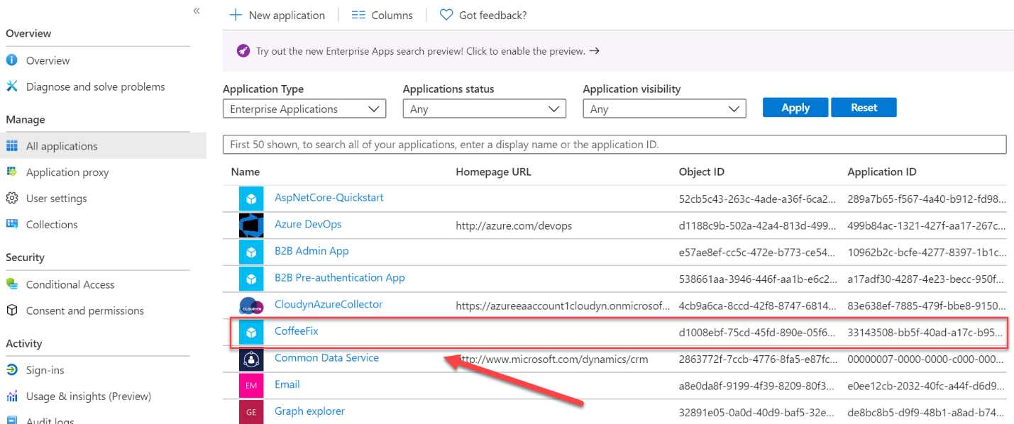 Select an application