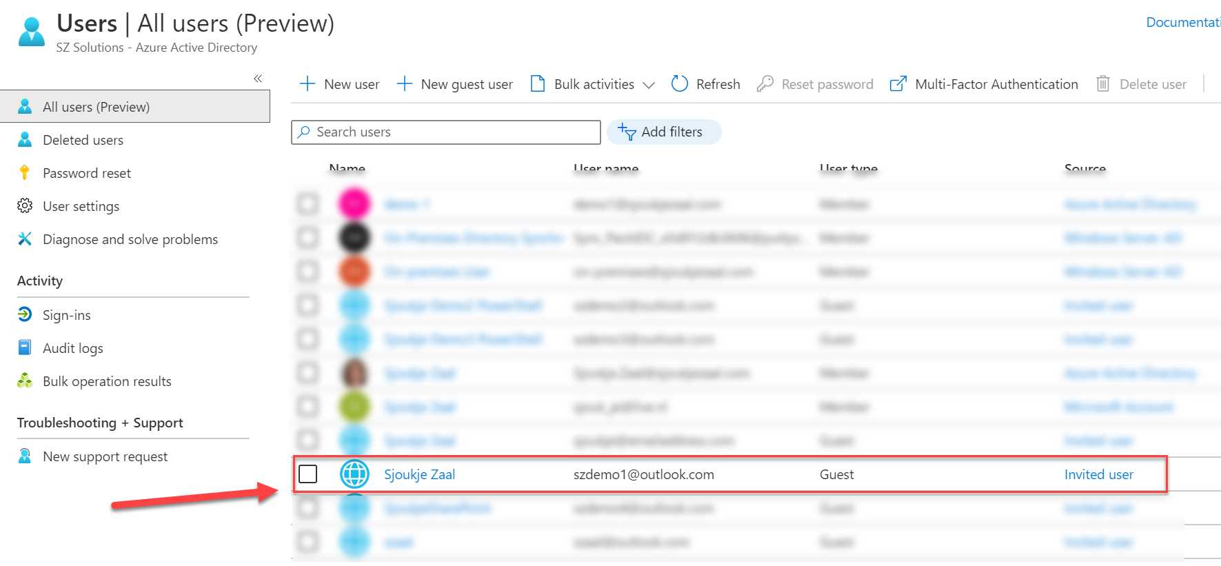 Select the guest user account