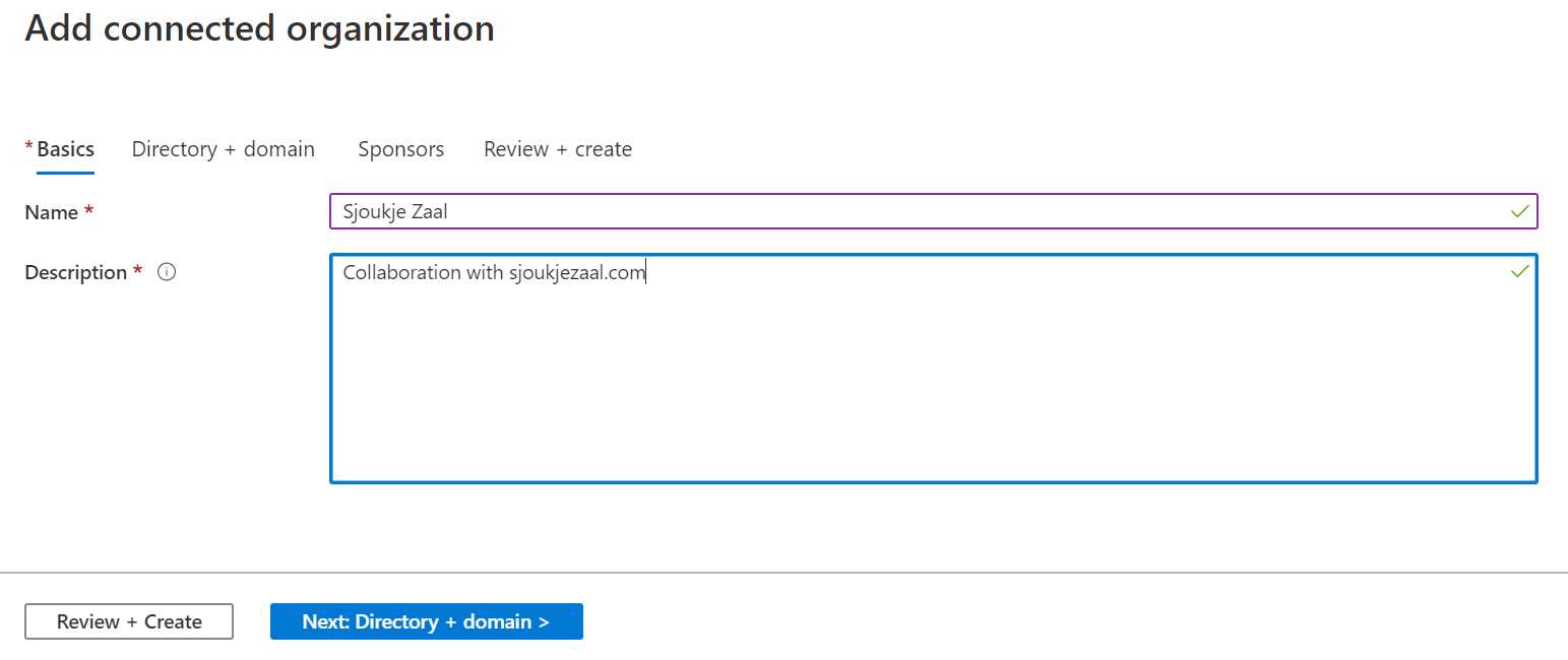 Specify organization name and description