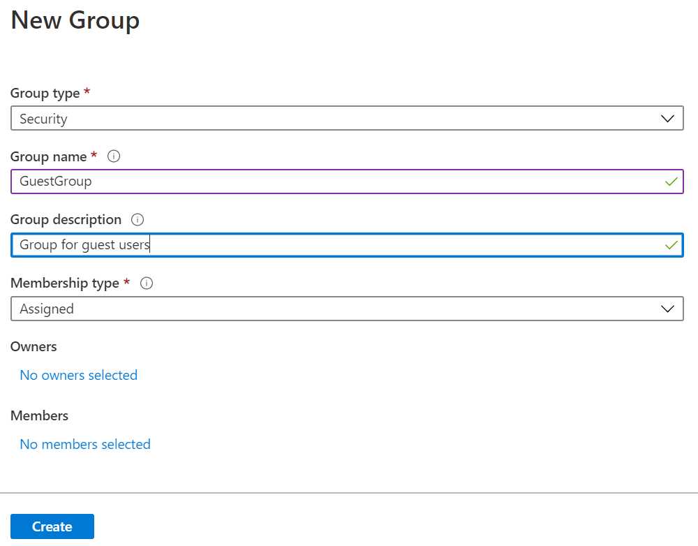 Specify values for the group