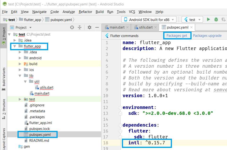 Adding the package to Pubspec.yaml
