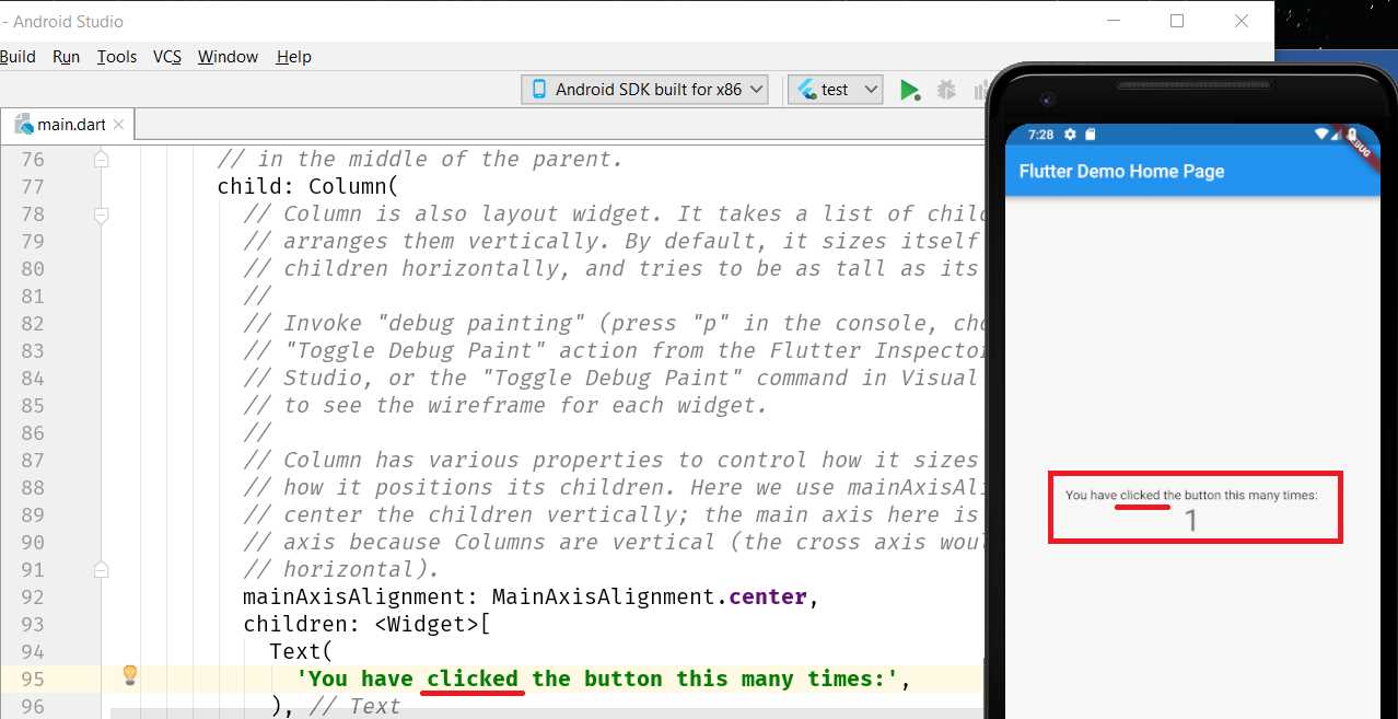 App running (after the change)