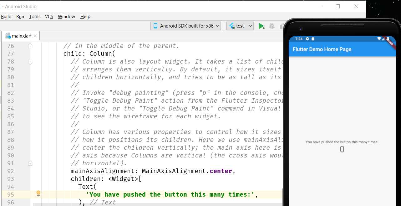 App running (before the change)