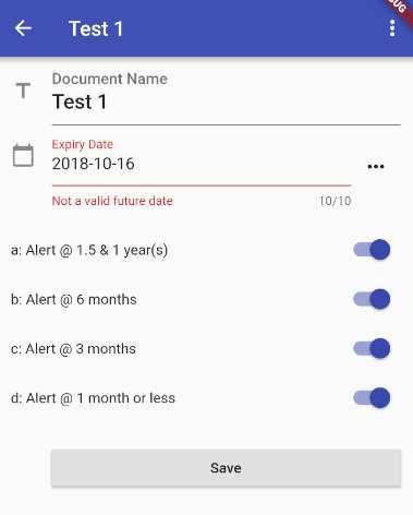 Document Details screen—Existing document
