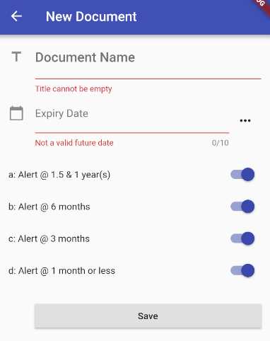 Document Details screen—New document