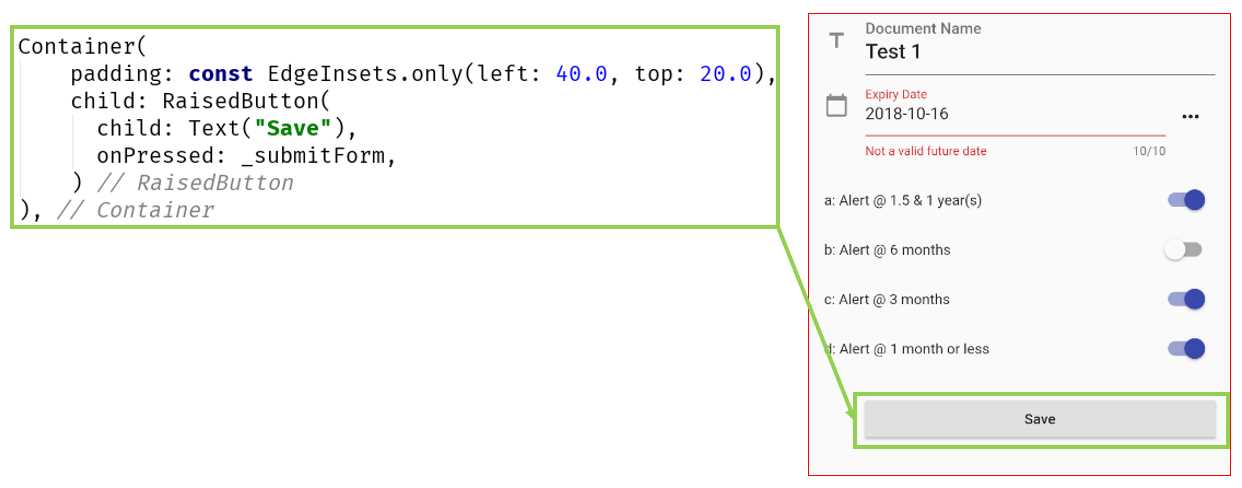 Save button—Document Details screen