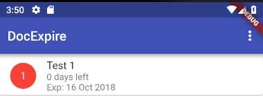 The app’s main UI with debugShowCheckedModeBanner set to true