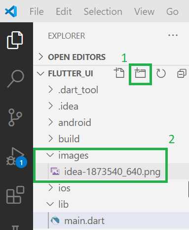 Adding an Image Asset to the Flutter Project (VS Code)