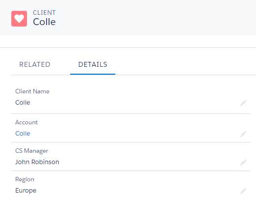 Details of a Client Record