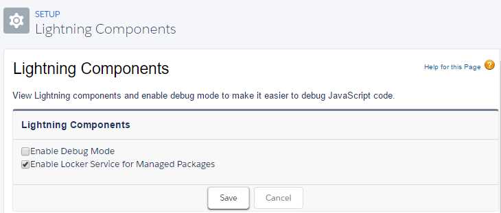 Lightning Components Setup Options