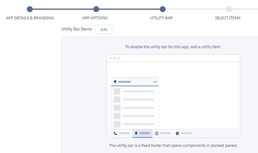 Lightning Experience App Wizard (UTILITY BAR)